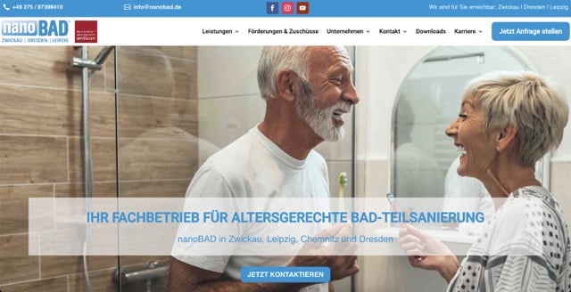 Professionelle Website erstellen lassen 27 Nanobad aus Zwickau