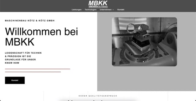Professionelle Website erstellen lassen 31 MBKK Maschinenbau Kötz bei Leipzig